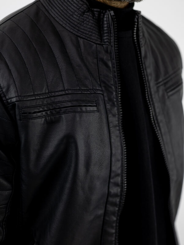 Μπουφάν Δερματίνης Regular Fit Μαύρο