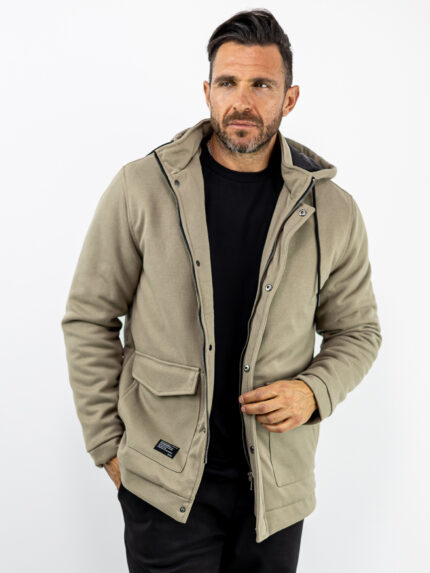 Μπουφάν με αποσπώμενη κουκούλα Φούτερ Regular Fit Μπεζ