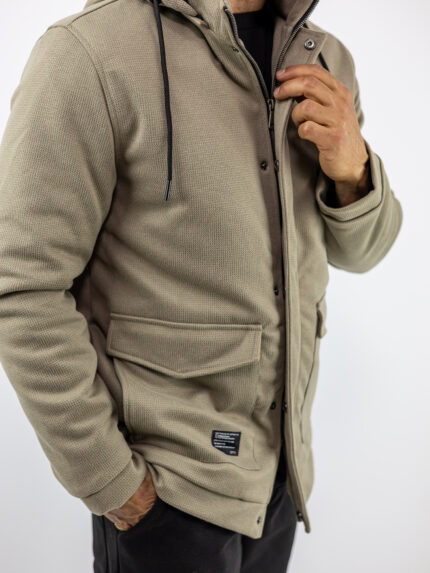 Μπουφάν με αποσπώμενη κουκούλα Φούτερ Regular Fit Μπεζ