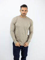 Πουλόβερ Slim Fit Μονόχρωμο Μπέζ