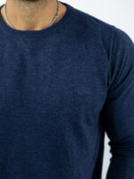 Πουλόβερ Slim Fit Μονόχρωμο Navy