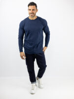 Πουλόβερ Slim Fit Μονόχρωμο Navy