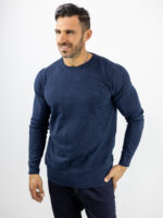 Πουλόβερ Slim Fit Μονόχρωμο Navy