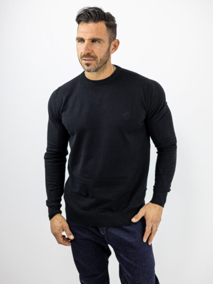 Πουλόβερ Slim Fit Μονόχρωμο Μαύρο