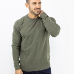 Πουλόβερ Slim Fit Μονόχρωμο Λαδί