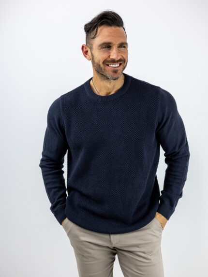 Πουλόβερ Regular Fit Μονόχρωμο Navy