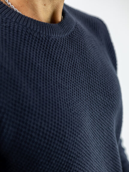 Πουλόβερ Regular Fit Μονόχρωμο Navy