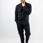 Παντελόνι Cargo Army Set Μαύρο & Πουκάμισο Regular Fit Μαύρο