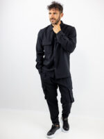 Παντελόνι Cargo Army Set Μαύρο & Πουκάμισο Regular Fit Μαύρο