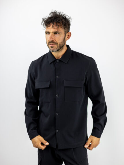 Παντελόνι Cargo Army Set Μαύρο & Πουκάμισο Regular Fit Μαύρο