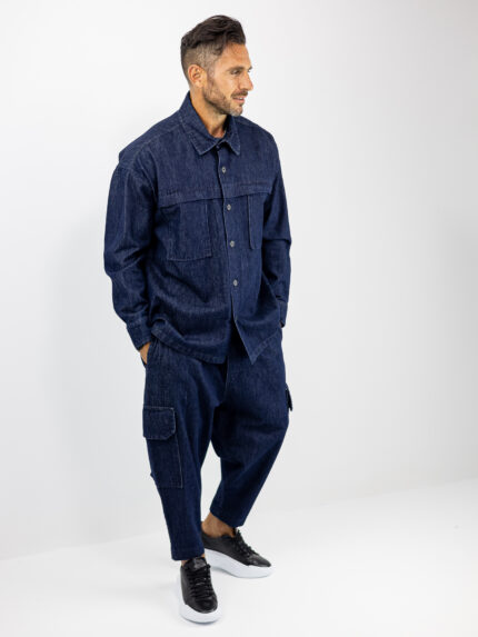 Jean Cargo Balloon & Jean Πουκάμισο Oversized Μπλέ