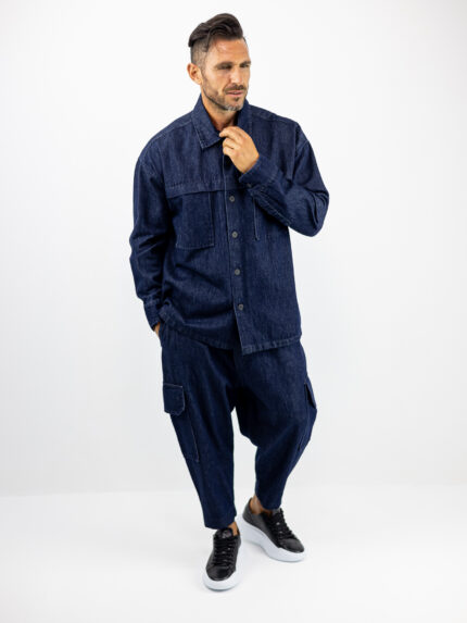 Jean Cargo Balloon & Jean Πουκάμισο Oversized Μπλέ