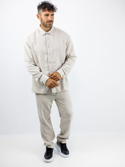 Παντελόνι Jogger Loose Fit & Πουκάμισο Regular Fit Μπέζ