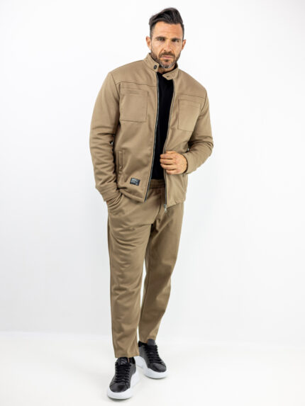 Zακέτα Regular Fit & Παντελόνι Jogger Loose Fit Μπέζ