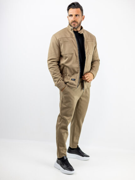 Zακέτα Regular Fit & Παντελόνι Jogger Loose Fit Μπέζ