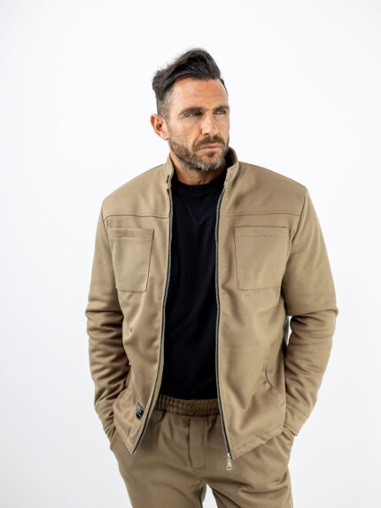 Zακέτα Regular Fit & Παντελόνι Jogger Loose Fit Μπέζ