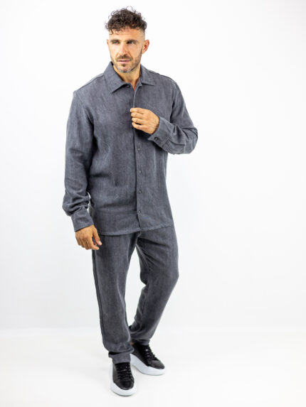 Jean Παντελόνι Jogger Loose Fit & Jean Πουκάμισο Regular Fit Γκρί