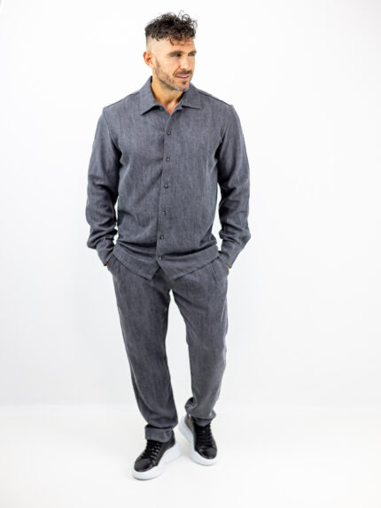 Jean Παντελόνι Jogger Loose Fit & Jean Πουκάμισο Regular Fit Γκρί