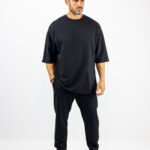 Παντελόνι Jogger Loose Fit & T-Shirt Oversized Μονόχρωμο Μαύρο