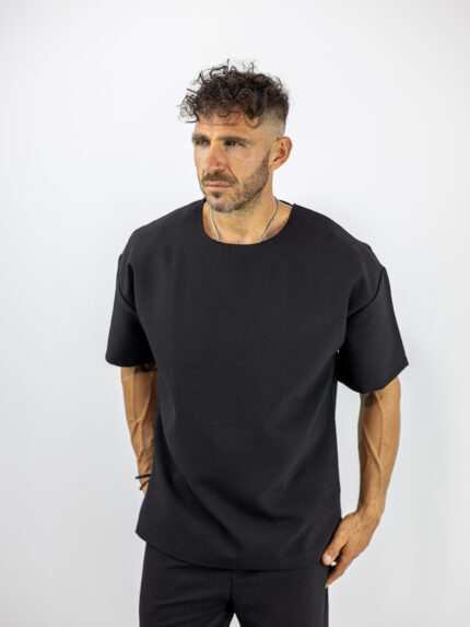 T-Shirt Oversized Μονόχρωμο Μαύρο