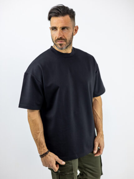 T-Shirt Oversized Μονόχρωμο Μαύρο