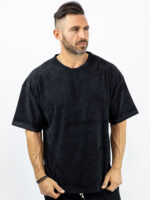 T-Shirt Κοτλέ Λαιμόκοψη Oversized Μαύρο