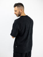 T-Shirt Κοτλέ Λαιμόκοψη Oversized Μαύρο
