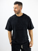T-Shirt Κοτλέ Λαιμόκοψη Oversized Μαύρο