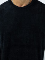 T-Shirt Κοτλέ Λαιμόκοψη Oversized Μαύρο