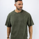 T-Shirt Κοτλέ Λαιμόκοψη Oversized Λαδί