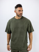 T-Shirt Κοτλέ Λαιμόκοψη Oversized Λαδί