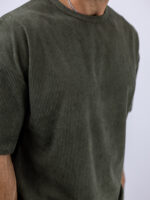 T-Shirt Κοτλέ Λαιμόκοψη Oversized Λαδί