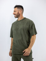 T-Shirt Κοτλέ Λαιμόκοψη Oversized Λαδί