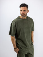 T-Shirt Κοτλέ Λαιμόκοψη Oversized Λαδί