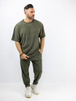 T-Shirt Κοτλέ Λαιμόκοψη Oversized Λαδί