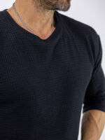 T-Shirt Πλεκτό Oversized 3/4 Μανίκι Μαύρο