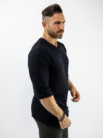 T-Shirt Πλεκτό Oversized 3/4 Μανίκι Μαύρο