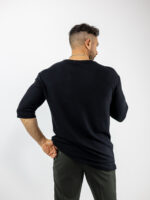 T-Shirt Πλεκτό Oversized 3/4 Μανίκι Μαύρο