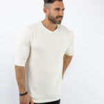 T-Shirt Πλεκτό Oversized 3/4 Μανίκι Εκρού