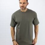 T-Shirt Oversized Μονόχρωμο Λαδί