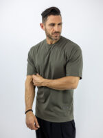 T-Shirt Oversized Μονόχρωμο Λαδί