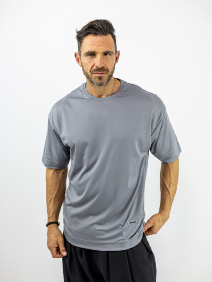 T-Shirt Overzised Μονόχρωμο Γκρί