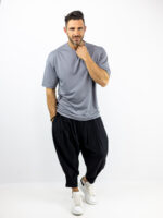 T-Shirt Overzised Μονόχρωμο Γκρί