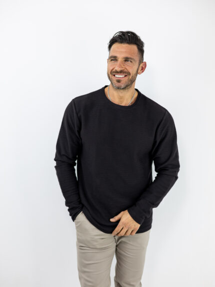 Μπλούζα Regular Fit Μονόχρωμη Μαύρη