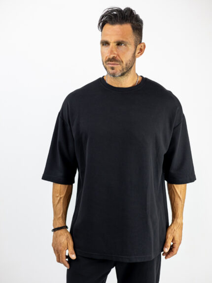 T-Shirt Oversized Μονόχρωμο Μαύρο