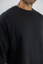 T-Shirt Oversized Μονόχρωμο Μαύρο