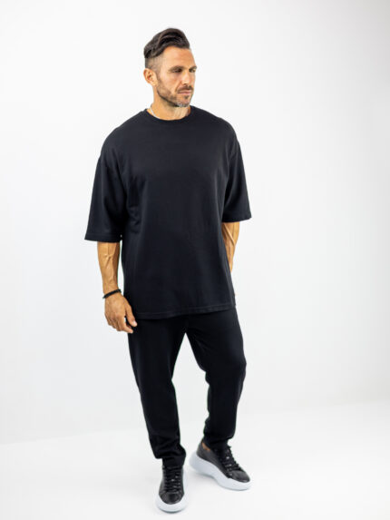 T-Shirt Oversized Μονόχρωμο Μαύρο