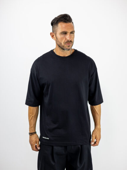 T-Shirt Oversized & Στάμπα Πίσω Μαύρη