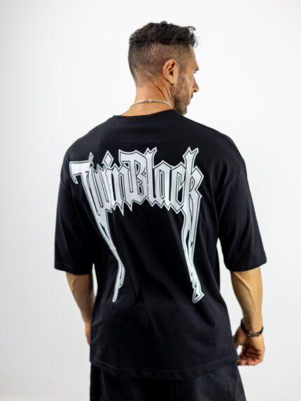 T-Shirt Oversized & Στάμπα Πίσω Μαύρη