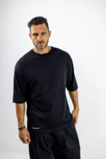 T-Shirt Oversized & Στάμπα Πίσω Μαύρη
